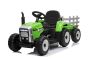 Elektrischer Traktor WORKERS mit Anhänger, Grün, Hinterradantrieb, Lithium Battery, Rädern, breitem Sitz, 2,4-GHz-Fernbedienung, MP3-Player und SD-Eingang, LED-Leuchten