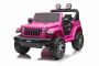 Elektroauto für Kinder JEEP Wrangler, Rosa, Doppelsitz aus Kunstleder Kunstleder Türen öffnen, Radio mit Bluetooth- und USB-Eingang, Allradantrieb, Lithium-Batterie, EVA-Räder, Aufhängungsachsen, 2,4-GHz-Fernbedienung, Lizenziert