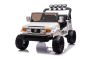Elektrisches Kinderauto Toyota FJ Cruiser XXL mit 4x4 Antrieb, lizenziert (Zweisitzer), weiß, Tragbare Lithiumbatterie, Hohes Fahrgestell, Zwei Sitze, Hinterradfederung, 2,4 GHz Fernbedienung, MP3-Player mit Bluetooth, LED-Lichter
