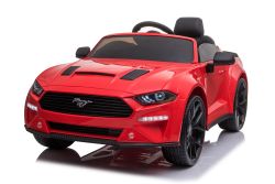 Drift Elektroauto Ford Mustang 24V, rot, glatte Drift-Räder, 2 x 25 000 RPM Motoren, Drift-Modus bei 13 km/h, 24V-Batterie, LED-Leuchten, vordere EVA-Räder, 2,4-GHz-Fernbedienung, weicher PU-Sitz, ORIGINAL Lizenz 