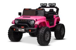 Elektrisches Kinderauto Beneo Motors OFFRIDE 4x4² Zweisitzer 12V, rosa, MP3-Player mit USB/AUX-Eingang, 4x4 Antrieb, Lithium-Akku, große EVA-Räder mit Hinterradfederung, Fernbedienung, LED-Lichter