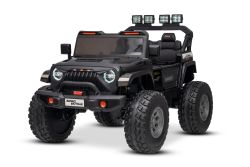 Elektrisches Kinderauto Beneo Motors OFFRIDE 4x4² Zweisitzer 12V, schwarz, MP3-Player mit USB/AUX-Eingang, 4x4 Antrieb, Lithium-Akku, große EVA-Räder mit Hinterradfederung, Fernbedienung, LED-Lichter