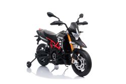 Elektromotorrad APRILIA DORSODURO 900, lizenziert, 12-V-Batterie, EVA-Weichräder, 2 x 18-W-Motoren, Federung, Metallrahmen, Metallgabel, Zusatzräder, Grau