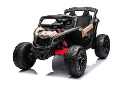 Elektro-Rutschauto Can-am Maverick Einsitzer mit 4x4-Antrieb, Schwarz, Einzelradaufhängung, 2,4-GHz-Fernbedienung, 4 x 35-W-Motoren, EVA-Räder, Ledersitz, MP3-Player mit USB/AUX-Eingang, lizenziert