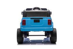 Elektrisches Kinderauto Toyota Landcruiser 12V, blau, breiter Einzelsitz, 2,4 GHz Fernbedienung, USB-/AUX-Eingang, Bluetooth, Federung, Lithiumbatterie, LED-Lichter, 2 x 25W Motor, ORIGINAL-Lizenz