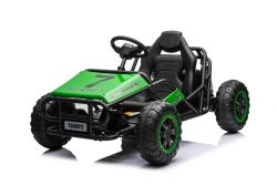 Elektrisches Aufsitz-Sportcart 24V, Grün, weiche EVA-Räder, Kunstledersitz, 2 x 50W Motor, 24V Akku, massive Metallkonstruktion