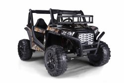 RIRICAR Elektroauto für kinder 24V UTV, Schwarz, kinder elektroauto 2 sitzer mit 2,4 GHz Ferbedienung, 2 x 200 W Motor, Lithium-Akku, Eva-Räder, gepolsterter Sitz, USB, SD-Karte, elektrofahrzeug kinder ab 3-8 jahre