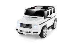 Elektrisches Kinderauto Mercedes G Neu, Weiß, Original lizenziert, Batteriebetrieben, Öffnende Türen, Einzelsitz, 2x Motor, Lithiumbatterie, 2,4 GHz Fernbedienung, Hinterradfederung, Sanftes Anfahren