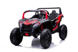 Kinder-Elektroauto UTV XXL 24V, rot, Zweisitzer, Ledersitze, Bremsscheiben, 1 x 180W 24V Motor, LED Lichter, Aufblasbare Gummiräder mit Hinterradfederung, MP3-Player mit USB und Bluetooth, Verstellbares Lenkrad