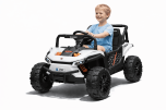 Elektroauto für Kinder UTV Small 12V, weiß, Hinterradantrieb, 12V Batterie, Kunststoffräder, Breiter Doppelsitz für nur ein Kind, 2,4 GHz Fernbedienung, MP3-Player mit USB/SD-Eingang, LED-Leuchten