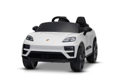 Elektrisches Ride-on-Auto Porsche Macan 12V, lizenziert, mit Hinterradantrieb (einsitzig), weiß, Lithium-Batterie, breiter Sitz, gefederte Achsen, 2,4-GHz-Fernbedienung, MP3-Player mit USB/AUX-Eingang, LED-Beleuchtung