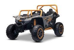 Elektrisches Ride-on Buggy Acrtic CAT XXL 4x4 24V, graue , Zweisitzer, weiche EVA-Räder, leistungsstarke Motoren, Lithium-Batterie, MP3-Player mit Bluetooth, Hinterradfederung, Kunstledersitze, lizenziert