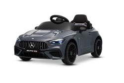 Elektrisches Kinderfahrzeug Mercedes CLE 12V mit Hinterradantrieb, grau, Einsitzer, Lithium-Akku, LED-Beleuchtung, breiter Sitz, 2,4-GHz-Fernbedienung, MP3-Player mit USB/AUX-Eingang und Bluetooth-Verbindung, ORIGINAL-Lizenz