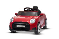 Elektrisches Kinderfahrzeug BMW Mini Cooper 12V, rot, MP3-Player mit USB- und Bluetooth-Anschluss, 2,4-GHz-Fernbedienung, 2 x 25 W Motor, Lithium-Akku, LED-Lichter, ORIGINAL-Lizenz