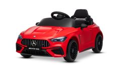 Elektrisches Kinderfahrzeug Mercedes CLE 12V mit Hinterradantrieb, rot, Einsitzer, Lithium-Akku, LED-Beleuchtung, breiter Sitz, 2,4-GHz-Fernbedienung, MP3-Player mit USB/AUX-Eingang und Bluetooth-Verbindung, ORIGINAL-Lizenz
