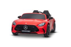 Elektrisches Kinderauto Mercedes GT63 AMG 24V mit 4x4-Antrieb, rot, Zweisitzer, verstellbarer Fahrersitz, weiche EVA-Räder, 2,4-GHz-Fernbedienung, USB/Bluetooth, 200W-Motoren, Federung, Lithium-Akku, LED-Lichter, ORIGINAL-Lizenz