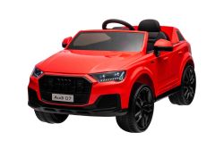 Elektroauto für Kinder  Audi Q7 rot, Einsitzer, Einzelradaufhängung, 12-V-Batterie, Fernbedienung, 2 x 35-W-Motor, LED-Leuchten, MP3-Player mit USB/AUX-Eingang, lizenziert