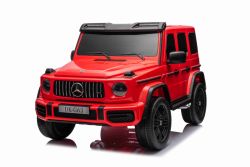 4x4² Kinder elektroauto 12V 2 sitzer Mercedes Benz G63 AMG, rot, MP3-Player mit USB/AUX-Eingang, 4x4-Antrieb, Batterie 12V14Ah, gefederte EVA-Räder, Kunstledersitze, Fernbedienung, Lizenziert