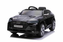 Elektrisches Kinderauto Audi E-tron Sportback 12V, schwarz, breiter Einzelsitz mit Dreipunkt-Sicherheitsgurt, 2,4 GHz Fernbedienung, USB/AUX-Eingang, Federung, Lithiumbatterie, LED-Beleuchtung, 2 x 25W Motor, ORIGINALE Lizenz