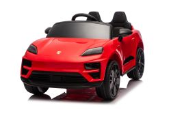 Elektrisches Ride-on-Auto Porsche Macan 12V, lizenziert, mit Hinterradantrieb (einsitzig), rot, Lithium-Batterie, breiter Sitz, gefederte Achsen, 2,4-GHz-Fernbedienung, MP3-Player mit USB/AUX-Eingang, LED-Beleuchtung