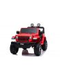 Elektroauto für Kinder JEEP Wrangler, Rot, Doppelsitz aus Kunstleder Kunstleder Türen öffnen, Radio mit Bluetooth- und USB-Eingang, Allradantrieb, 12V10Ah-Batterie, EVA-Räder, Aufhängungsachsen, 2,4-GHz-Fernbedienung, Lizenziert