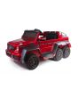 Elektro-Spielzeugauto Mercedes-Benz G63 6X6, LCD-Bildschirm, Bodenleuchten, 2,4 GHz, 12V/14AH, Abnehmbare Batterie, 4 X MOTOR, Fernbedienung, Doppelsofa, EVA Räder, Servomotor, Zwei Pedale, Rot Lackiert, Einsitzer