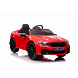 Kinder-Elektroauto BMW M5, rot, Originallizenz, 24V Batterie, mit öffnenden Türen, 2,4-GHz-Fernbedienung, weiche EVA-Räder, LED-Leuchten, Sanftanlauf, MP3-Player mit USB-Eingang