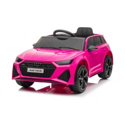 Elektrisches Kinderauto Audi RS6, Pink, Ledersitz, Türen zum Öffnen, 2x 25-W-Motor, 12-V-Batterie, 2,4-GHz-Fernbedienung, weiche EVA-Räder, LED-Leuchten, Sanftanlauf, Stoßdämpfer, ORIGINAL-Lizenz