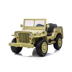 RIRICAR 4x4 Kinder Elektroauto 12V USA Army, 3 sitzer, Elektroauto für Kinder mit 2,4GHz Fernbedienung, MP3/USB/SD, Elektrofahrzeug Kinder ab 3-8 Jahre