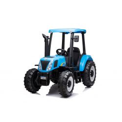  Elektrischer Traktor NEW HOLLAND-T7 12V, blau, Einsitzer, Ledersitz, MP3-Player mit USB-Eingang, Heckantrieb, 2 x 35W-Motor, EVA-Räder, 2,4 GHz Fernbedienung, Originallizenz
