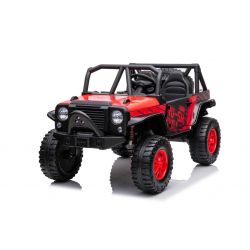 Electric ride-on car Raptor XXL 24V, red, 4 x 50 W Engines, EVA wheels, Electric brake, Double leather seats, Suspension axles, MP3 Player, USB, AUX input, LED Lights