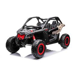 Elektro-Aufsitzauto Can-am Maverick, schwarz, Zweisitzer, Vorder- und Hinterradfederung, 2,4-GHz-Fernbedienung, tragbarer Akku, 4 x 35-W-Motoren, EVA-Räder, verstellbarer Fahrersitz, MP3-Player mit USB/SD-Eingang, lizenziert