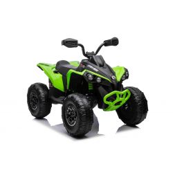 Can-am Renegade elektrisches Ride-on-Quad, grün, Einsitzer, Vorder- und Hinterradfederung, LED-Leuchten, 12-V-Batterie, 2 x 35-W-Motoren, weiche EVA-Räder, MP3-Player mit USB/AUX-Eingang, lizenziert