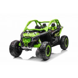 Elektro-Aufsitzauto Can-am Maverick, Rot, Zweisitzer, Vorder- und Hinterradfederung, 2,4-GHz-Fernbedienung, tragbarer Akku, 4 x 35-W-Motoren, EVA-Räder, verstellbarer Fahrersitz, MP3-Player mit USB/SD-Eingang, lizenziert