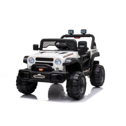 All Ride Elektroauto mit Hinterradantrieb, weiß, 12 V Akku, hohes Fahrwerk, breite Sitzbank, Federung an der Hinterachse, 2,4 GHz Fernsteuerung, MP3-Player mit USB, LED-Leuchten