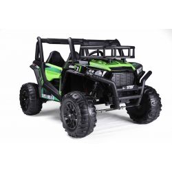 UTV 24V Elektrisches Auto für Kinder, grün, Zweisitzer, 2 x 200 W Motor, EVA-Räder, gefederte Achsen, elektrische Bremse, gepolsterter Sitz, 2,4 GHz Ferbedienung, USB/AUX