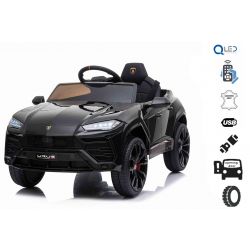 Elektroauto Lamborghini URUS, Schwarz, Elektroauto für Kinder Original lizenziert, batteriebetrieben Kinder Elektroauto, Türen öffnen, 2x Motor, 12-V-Batterie, 2,4-GHz-Fernbedienung, weiche EVA-Räder, Federung, sanfter Start