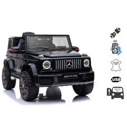 Elektroauto Mercedes G Neu, Schwarz, Originallizenz, Batteriebetrieben, Türen öffnen, Einzelsitz, 2x Motor, 12 V Batterie, 2,4 GHz Fernbedienung, Hinterradfederung, Sanfter Start