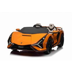 Elektro-Rutschauto Lamborghini Sian 4X4, orange, 12 V, 2,4 GHz-Fernbedienung, USB-/AUX-Eingang, Bluetooth, Federung, vertikal öffnende Türen, weiche EVA-Räder, LED-Leuchten, ORIGINAL-Lizenz