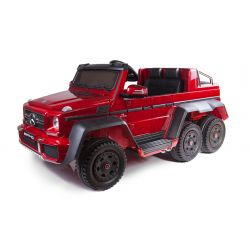 Elektro-Spielzeugauto Mercedes-Benz G63 6X6, LCD-Bildschirm, Bodenleuchten, 2,4 GHz, 12V/14AH, Abnehmbare Batterie, 4 X MOTOR, Fernbedienung, Doppelsofa, EVA Räder, Servomotor, Zwei Pedale, Rot Lackiert, Einsitzer