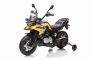 Elektromotorrad BMW F850 GS, Lizenziert, 12-V-Batterie, weiche EVA-Räder, 2 x 35-W-Motoren, LED-Leuchten, Hilfsräder, MP3-Player mit USB/Aux-Eingang, Gelb