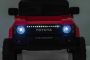 Elektrisches Kinderauto Toyota Landcruiser 12V, rot, breiter Einzelsitz, 2,4 GHz Fernbedienung, USB-/AUX-Eingang, Bluetooth, Federung, Lithiumbatterie, LED-Lichter, 2 x 25W Motor, ORIGINAL-Lizenz