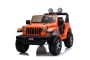 Elektroauto für Kinder JEEP Wrangler, Orange, Doppelsitz aus Kunstleder Kunstleder Türen öffnen, Radio mit Bluetooth- und USB-Eingang, Allradantrieb, Lithium-Batterie, EVA-Räder, Aufhängungsachsen, 2,4-GHz-Fernbedienung, Lizenziert