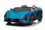 Elektro Kinderauto Lamborghini Sian 4X4, blau, 12 V, 2,4 GHz-Fernbedienung, USB-/AUX-Eingang, Bluetooth, Federung, vertikal öffnende Türen, weiche EVA-Räder, LED-Leuchten, ORIGINAL-Lizenz