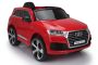 Elektroauto Kinder Audi Q7 Quattro Neu, Rot, Originallizenz, Batteriebetrieben, Türen öffnen, Einzelsitz, 2x Motor, 12 V Batterie, 2,4 GHz Fernbedienung, weiche EVA-Räder, Sanfter Start