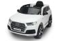 Elektroauto für Kinder Audi Q7 Quattro Neu, Weiss, Originallizenz, Batteriebetrieben, Türen öffnen, Einzelsitz, 2x Motor, 12-V-Batterie, 2,4-GHz-Fernbedienung, weiche EVA-Räder, Sanfter Start